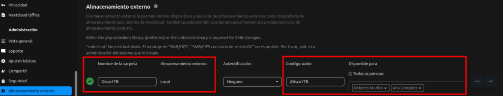 Almacenamiento Externo NextCloud