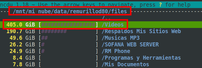 Análisis y Revisión con NCDU