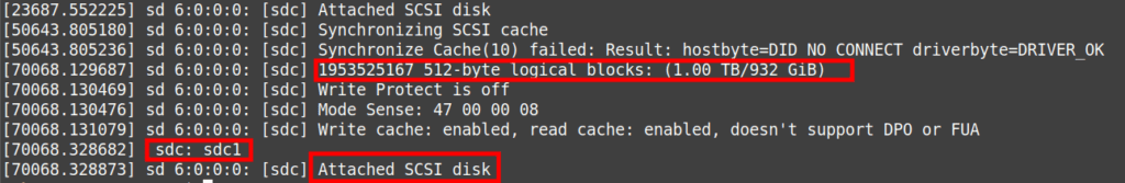 Identificar Disco Externo con DMESG